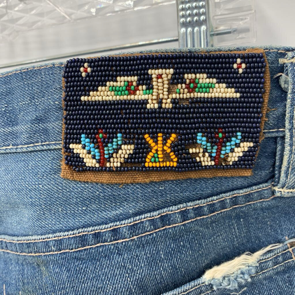 Polo Distressed Jeans w/ Beadwork Patch