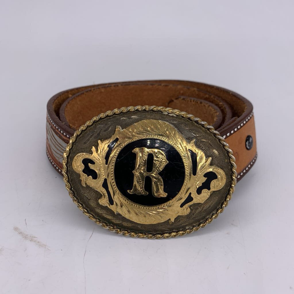 Painted Leather Western Belt