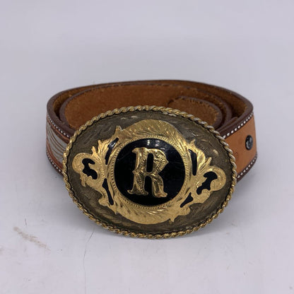 Painted Leather Western Belt