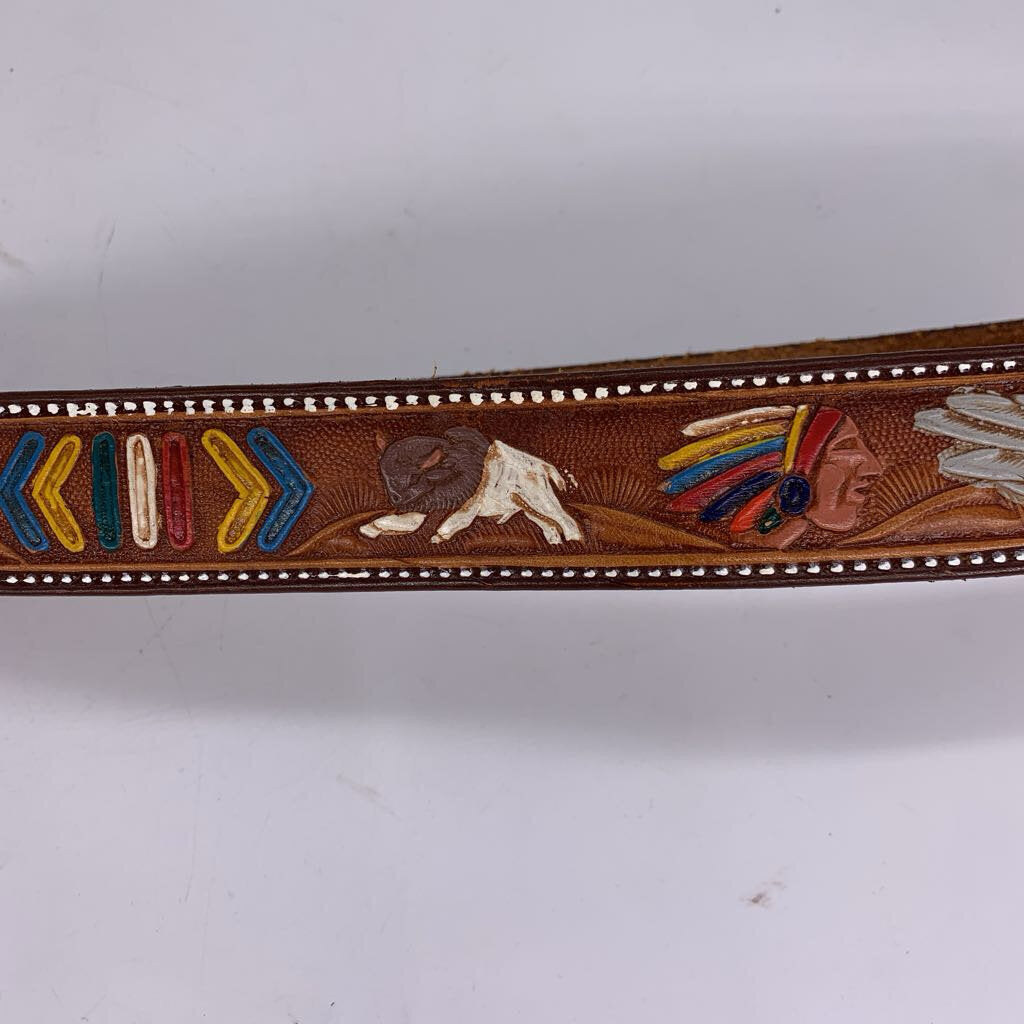Painted Leather Western Belt