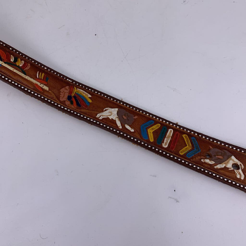 Painted Leather Western Belt