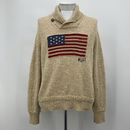 Polo Shawl Collar American Flag Sweater